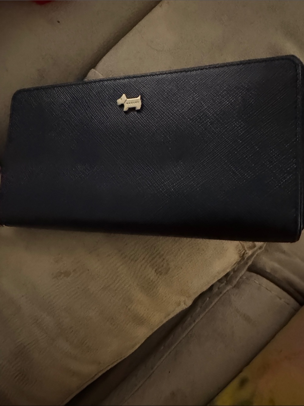 Wallet navy Leather Zip Radley with Dog Emblem